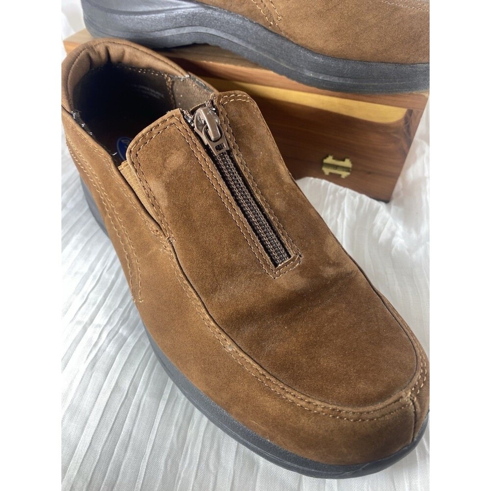 Vtg Dr. Scholls Shoes Air Pillow Brown Faux Suede Zip Comfort Rubber Sole 7.5